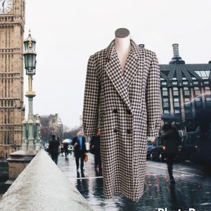 Vintage 80s Houndstooth Plaid Coat